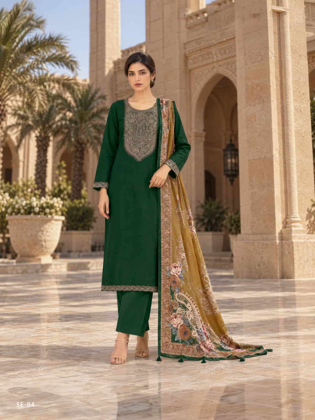 Varsha Fashion Sera Khadi Linen Pashmina Dress Material