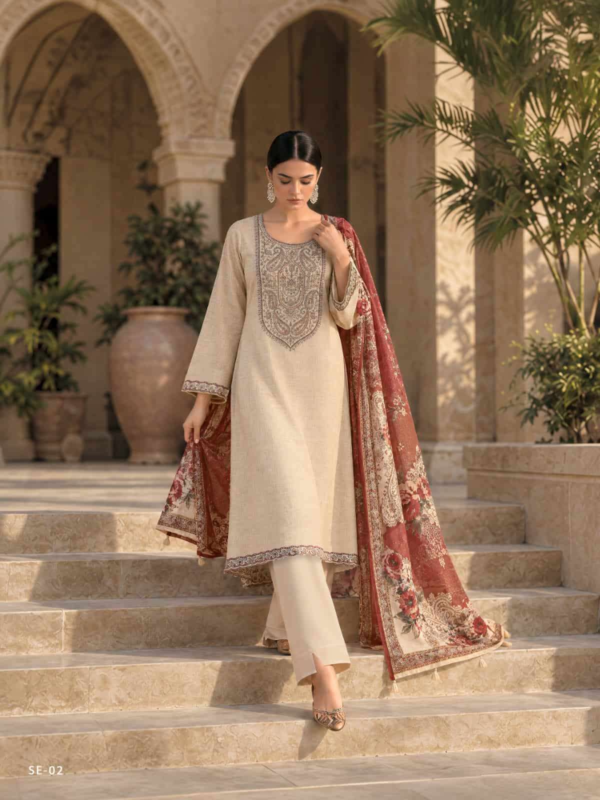 Varsha Fashion Sera Khadi Linen Pashmina Dress Material