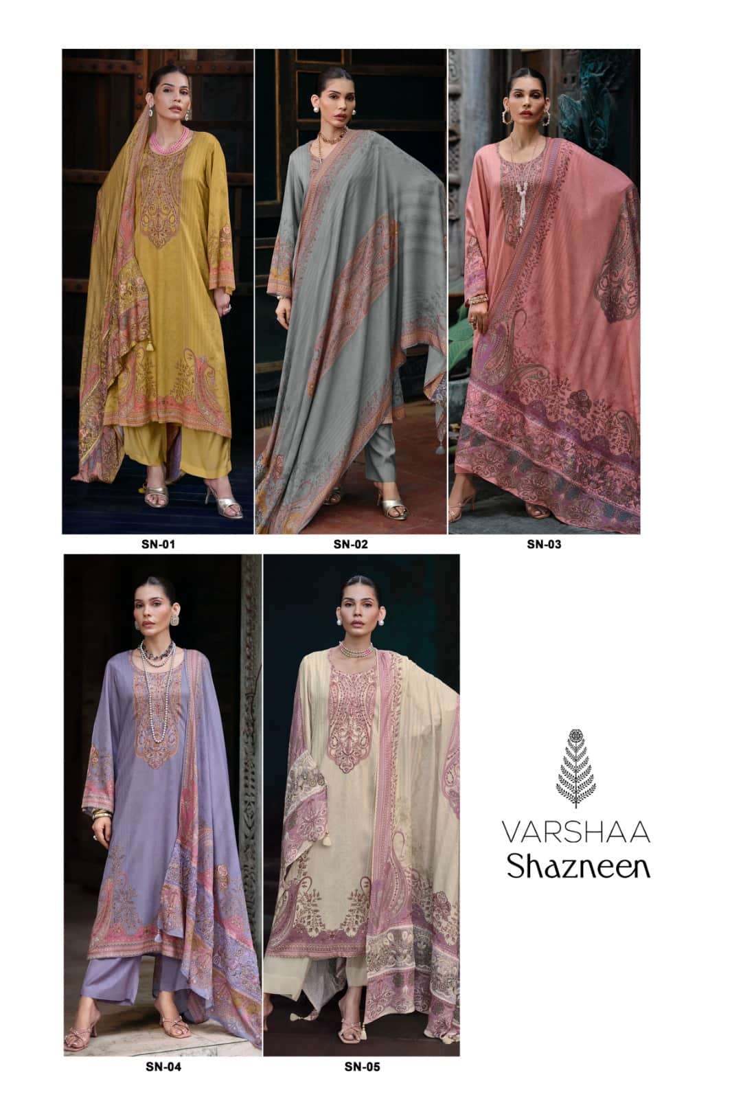 Varsha Fashion Shazneen Viscose Muslin Dress Material - Amrah Wholesale