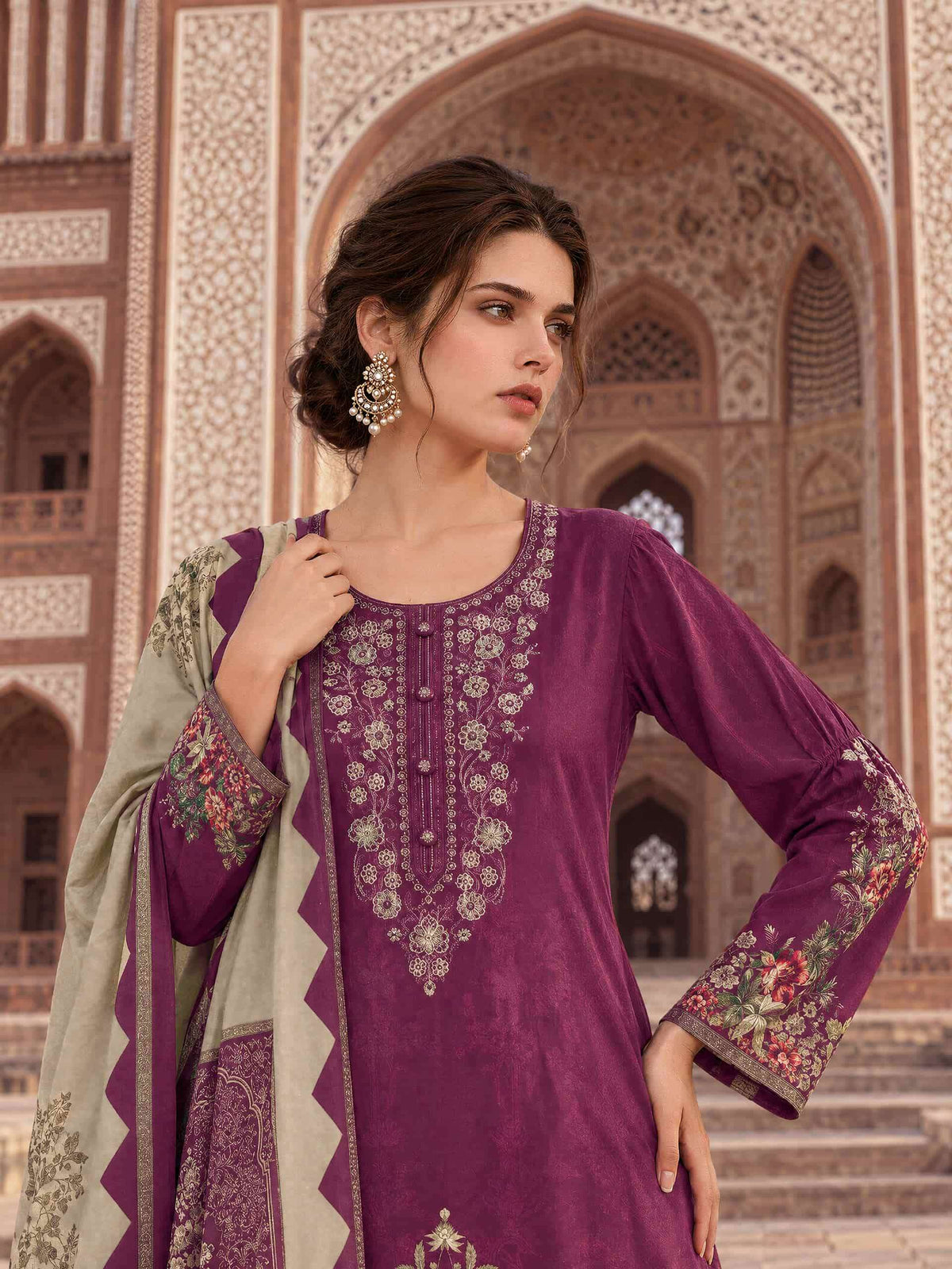 Varsha Fashion Siddaqi Viscose Pashmina Digital Printed Dress Material