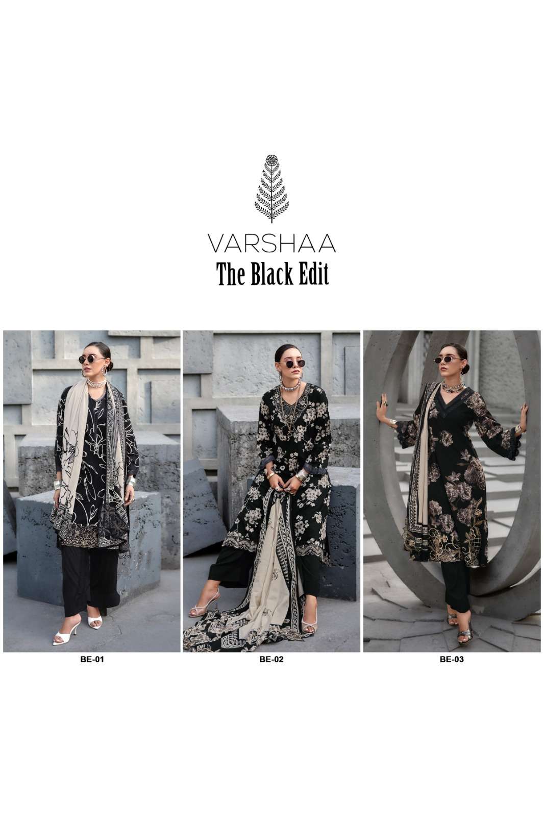 Varsha Fashion The Black Edit Cotton Designer Dress Material - Amrah Wholesale