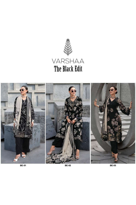 Varsha Fashion The Black Edit Cotton Designer Dress Material - Amrah Wholesale