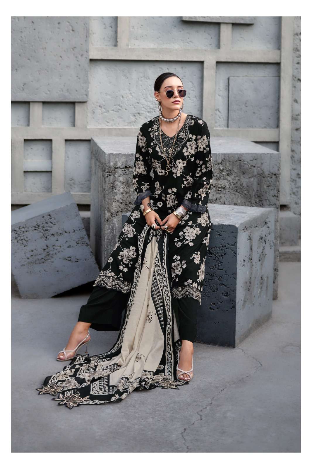 Varsha Fashion The Black Edit Cotton Designer Dress Material - Amrah Wholesale