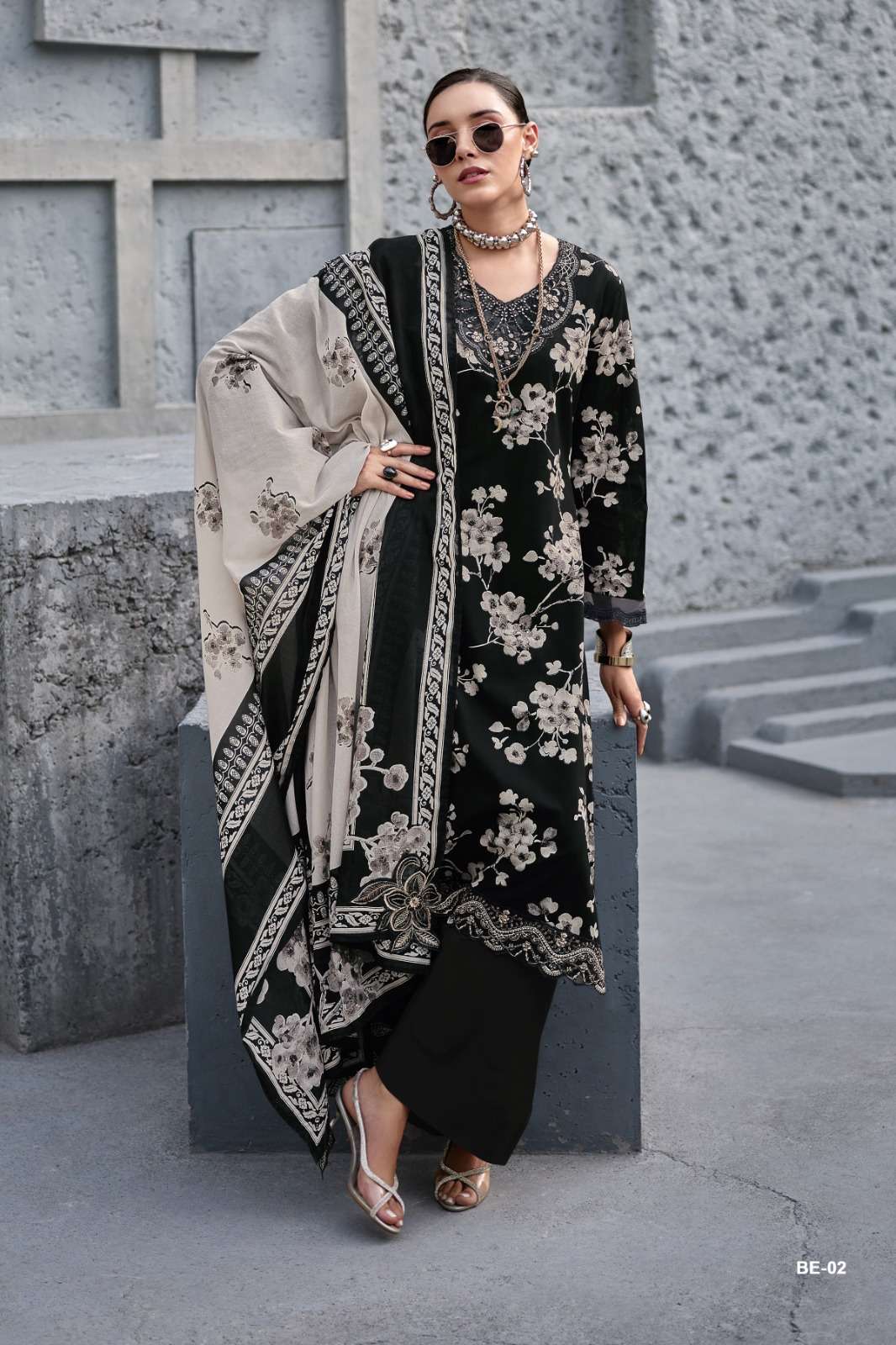 Varsha Fashion The Black Edit Cotton Designer Dress Material - Amrah Wholesale