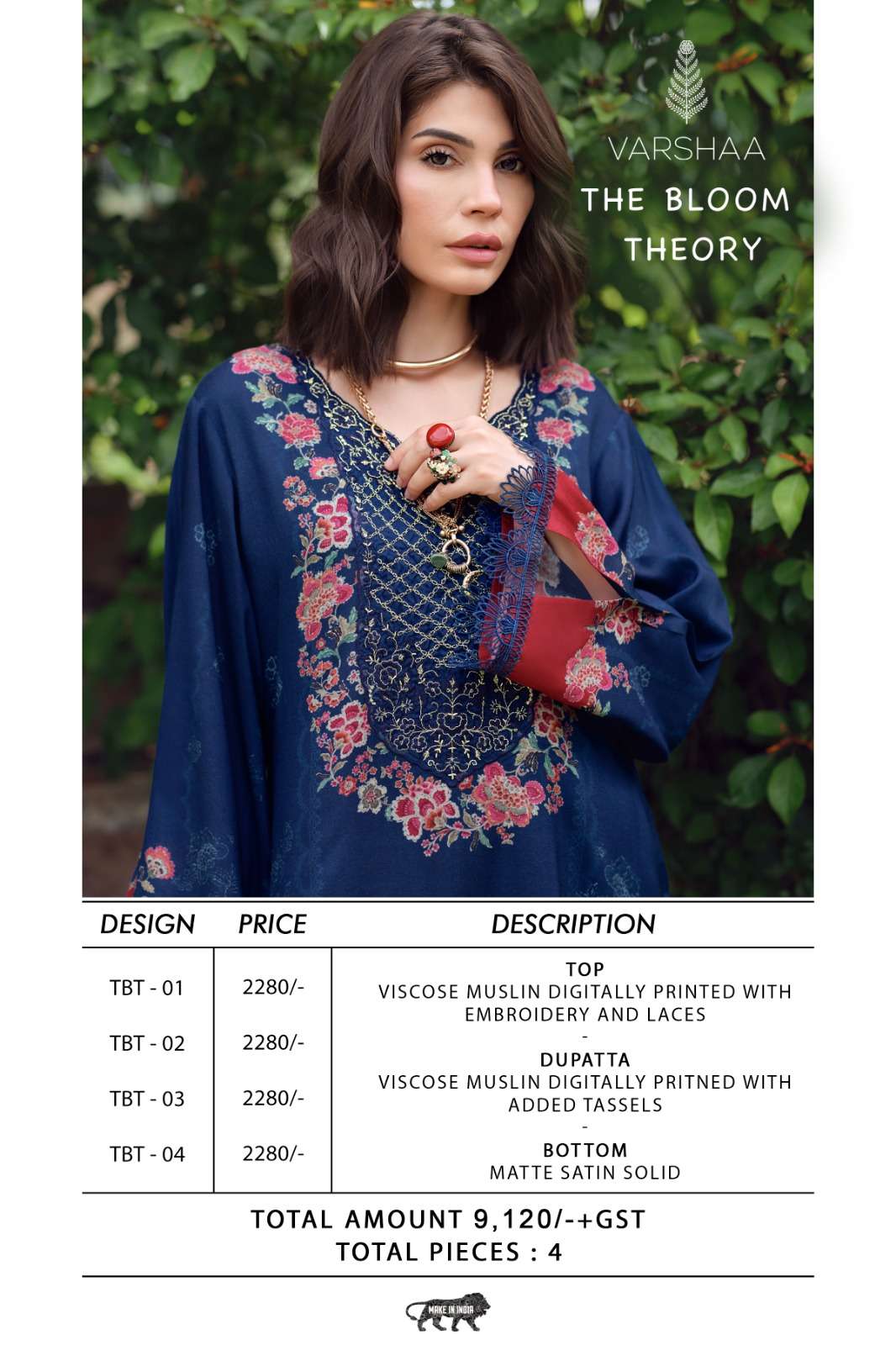 Varsha Fashion The Bloom Theory Premium Muslin Dress Material - Amrah Wholesale