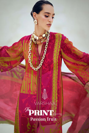 Varsha Fashion The Print Stories Passion Fruit Satin Georgette Dress Material