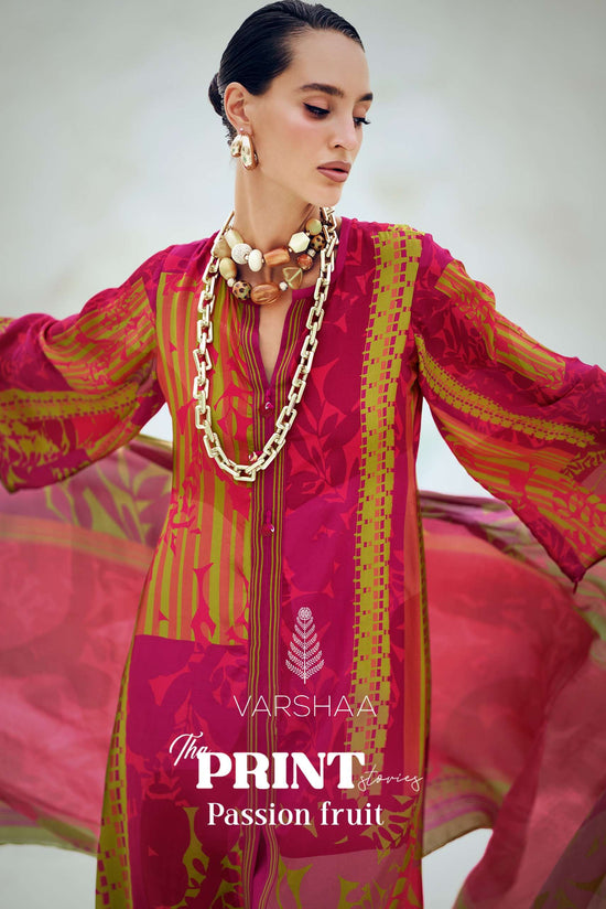 Varsha Fashion The Print Stories Passion Fruit Satin Georgette Dress Material