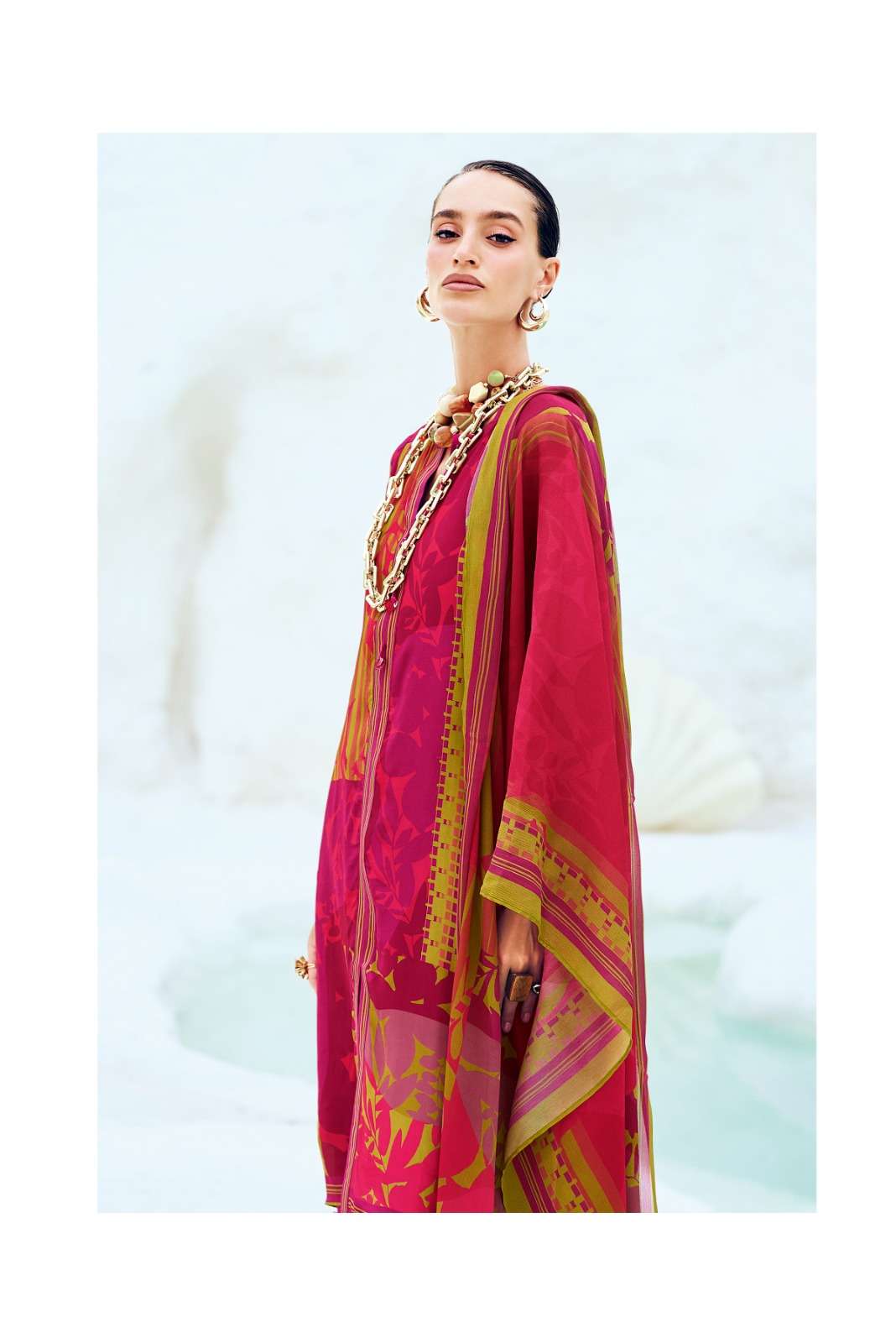 Varsha Fashion The Print Stories Passion Fruit Satin Georgette Dress Material