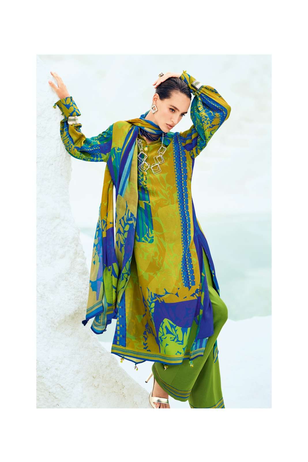 Varsha Fashion The Print Stories Passion Fruit Satin Georgette Dress Material