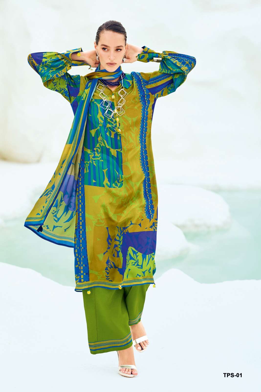 Varsha Fashion The Print Stories Passion Fruit Satin Georgette Dress Material