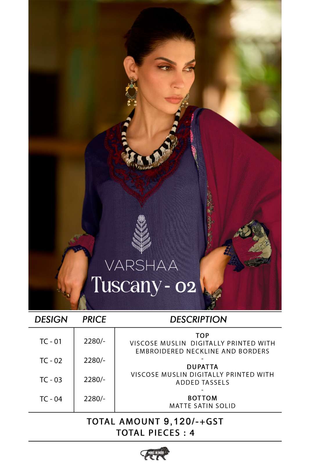 Varsha Fashion Tuscany Vol 2 Viscose Muslin Dress Material