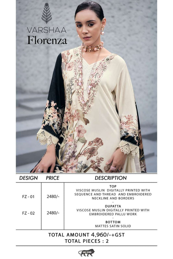 Varsha Florenza Viscose Muslin Dress Material - Amrah Wholesale