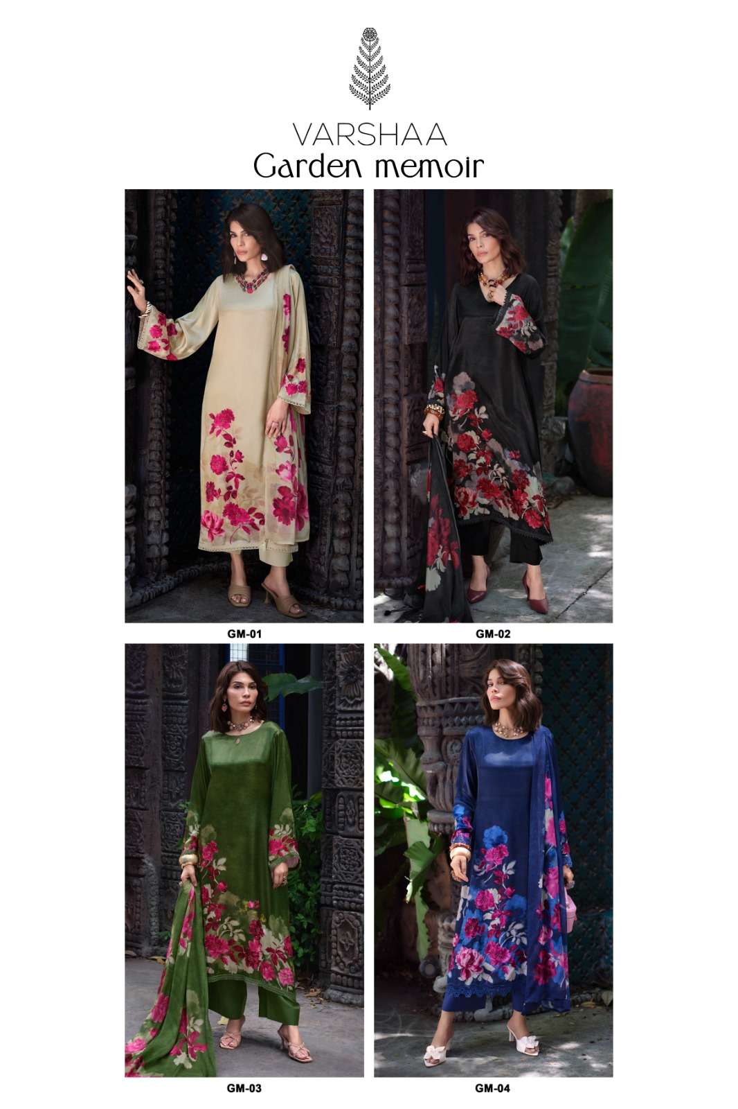 Varsha Garden Memoir Viscose Crape Dress Material - Amrah Wholesale