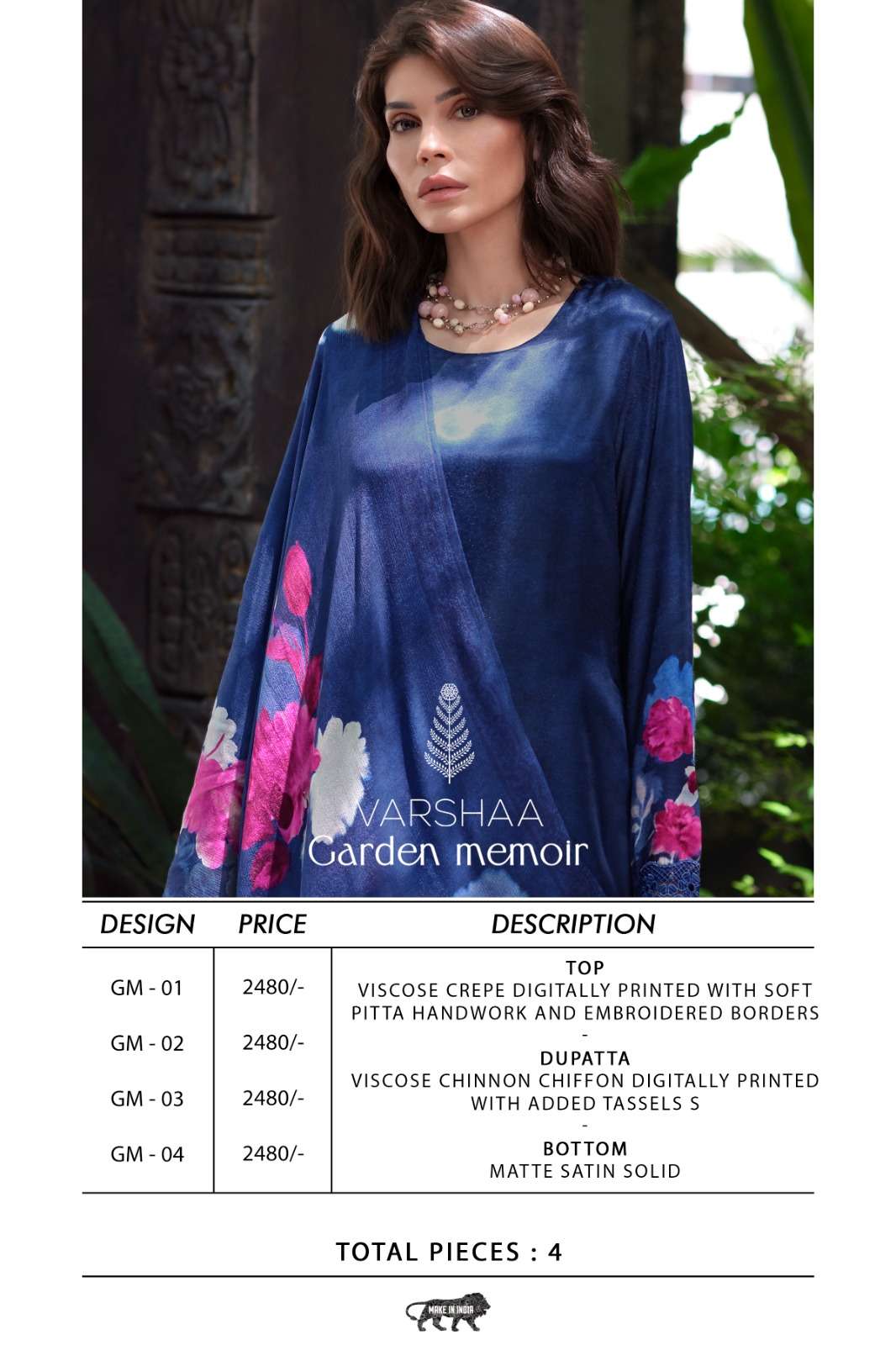 Varsha Garden Memoir Viscose Crape Dress Material - Amrah Wholesale