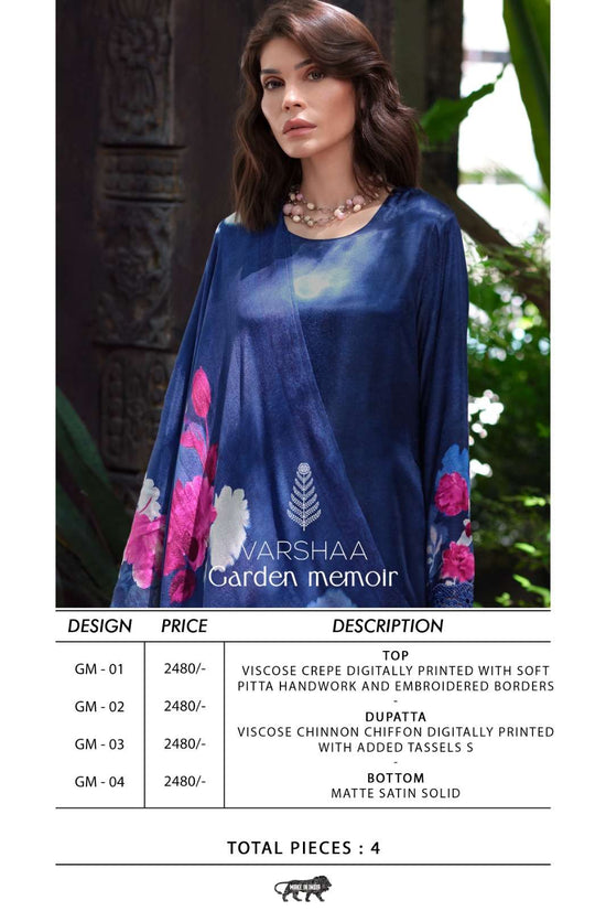 Varsha Garden Memoir Viscose Crape Dress Material - Amrah Wholesale