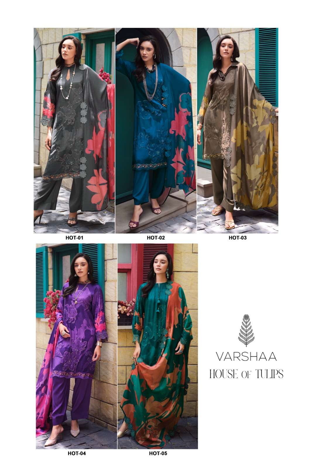 Varsha Fashion House Of Tulips Premium Muslin Dress Material