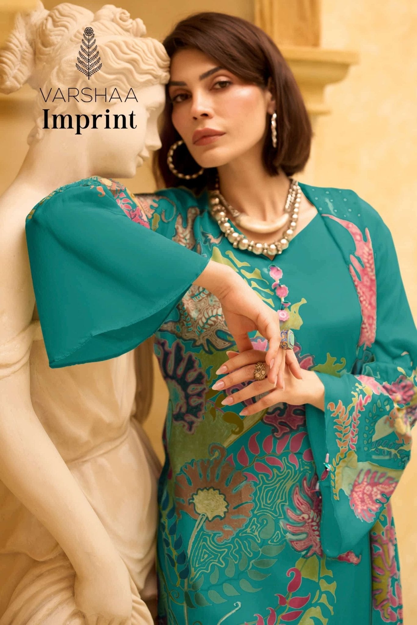 Varsha Imprint Viscose Muslin Unstitched Dress Material - Amrah Wholesale