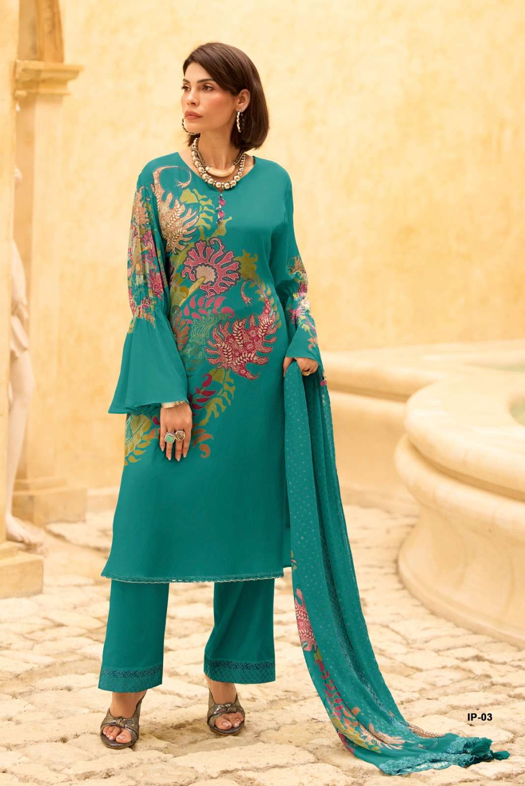 Varsha Imprint Viscose Muslin Unstitched Dress Material - Amrah Wholesale