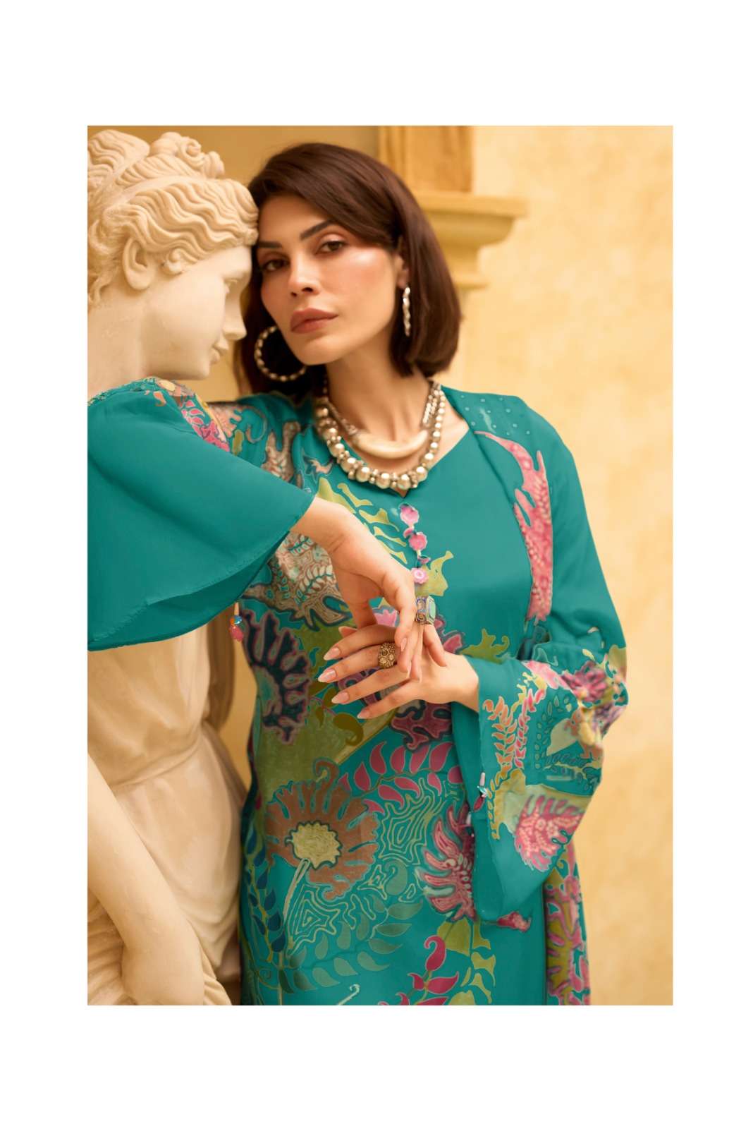 Varsha Imprint Viscose Muslin Unstitched Dress Material - Amrah Wholesale