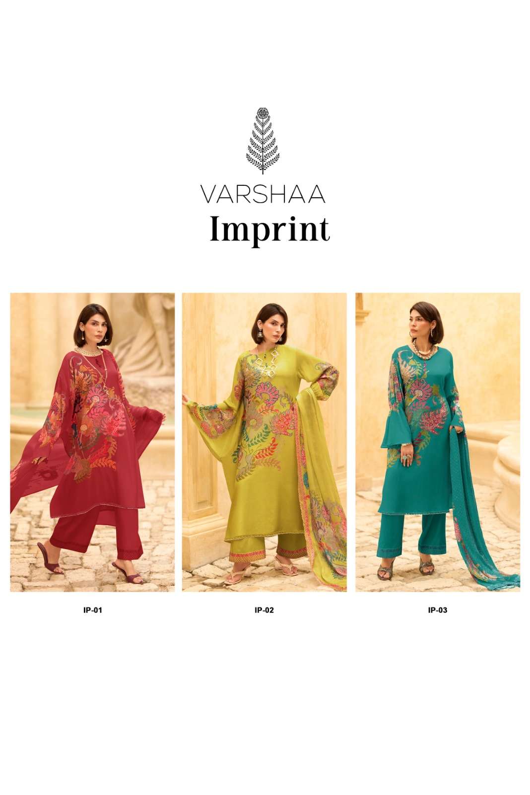 Varsha Imprint Viscose Muslin Unstitched Dress Material - Amrah Wholesale
