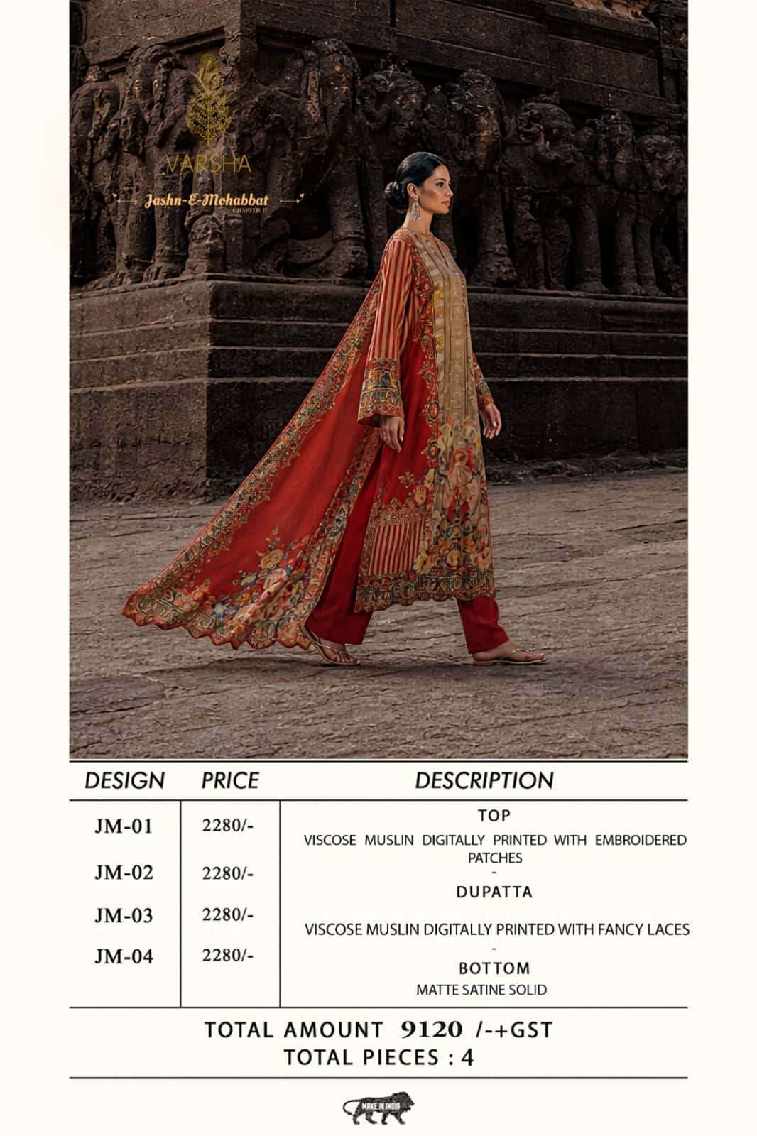 Varsha Fashion Jashn E Mohabbat Chapter 2 Digitally Printed Muslin Suit