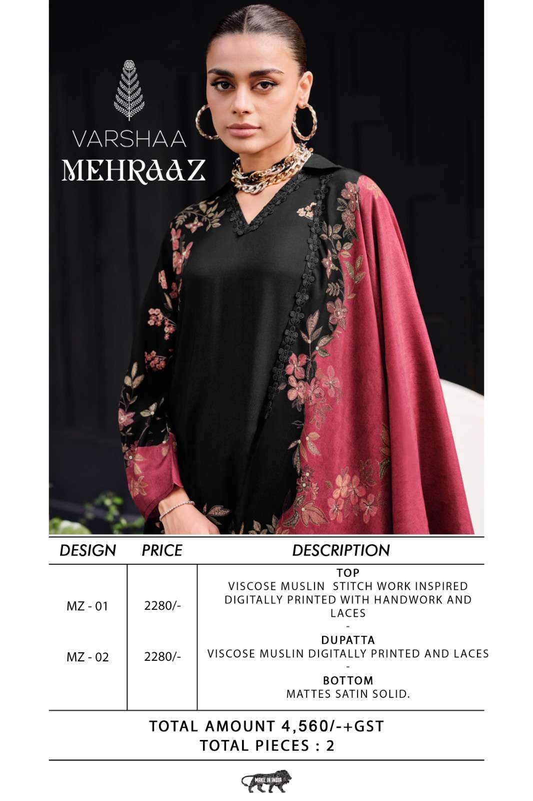 Varsha Fashion Mehraaz Muslin Dress Material Wholesale - Amrah Wholesale
