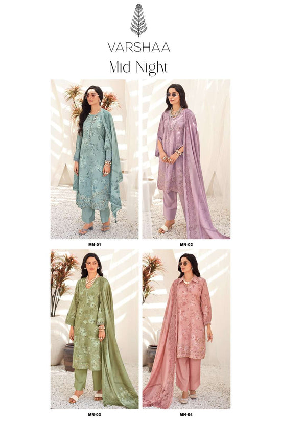 Varsha Fashion Mid Night Cotton Linen Dress Material