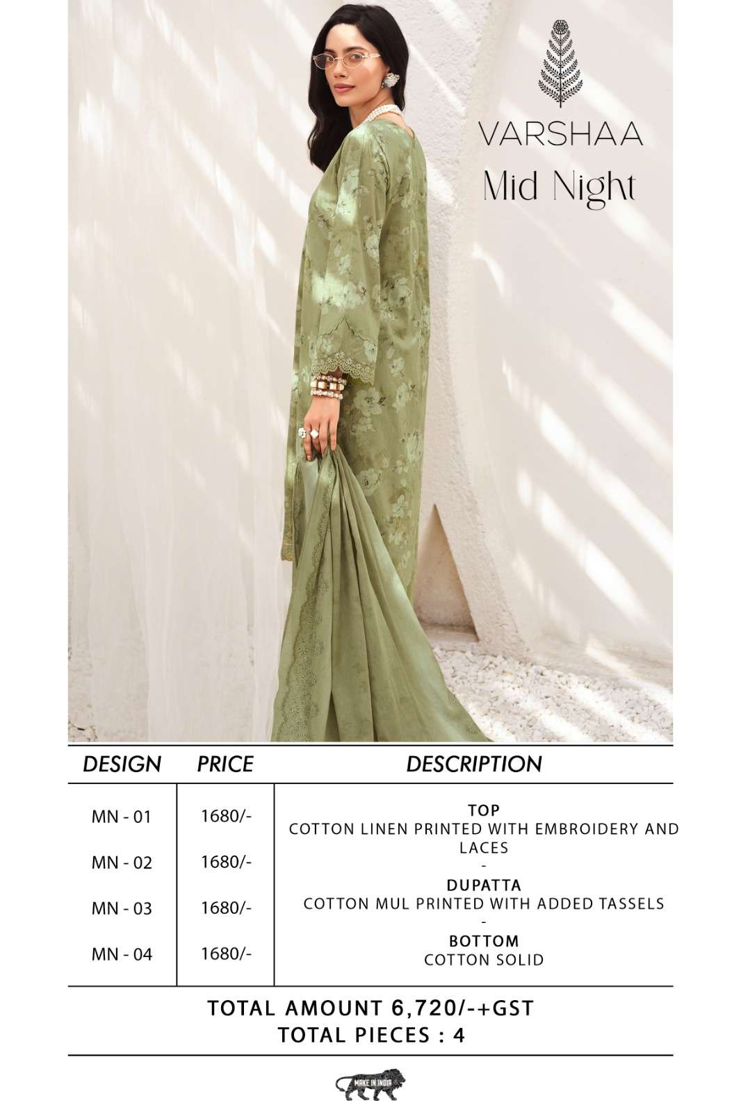 Varsha Fashion Mid Night Cotton Linen Dress Material