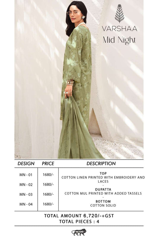 Varsha Fashion Mid Night Cotton Linen Dress Material