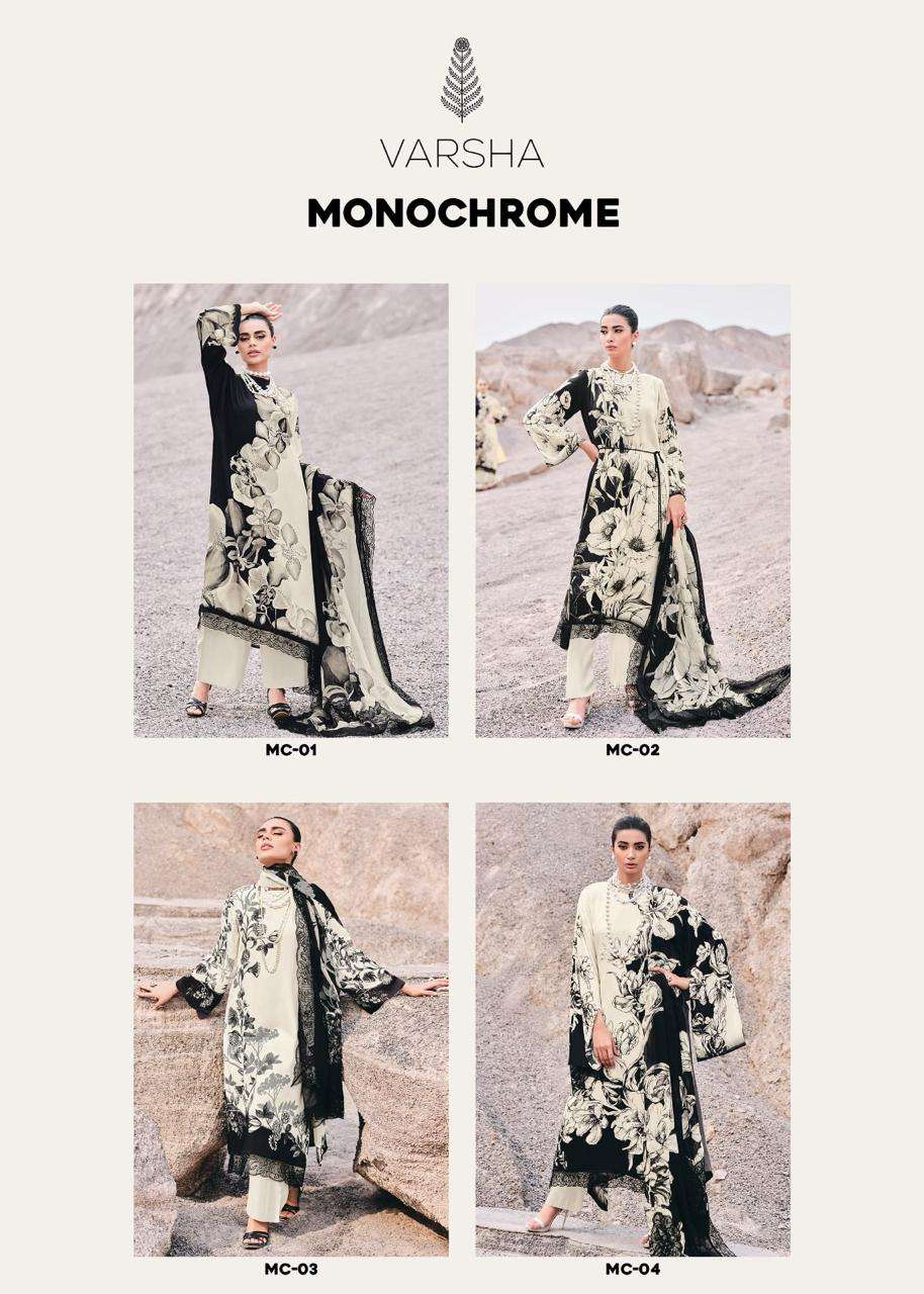 Varsha Fashion Monochrome Muslin Digital Printed Dress Material - Amrah Wholesale