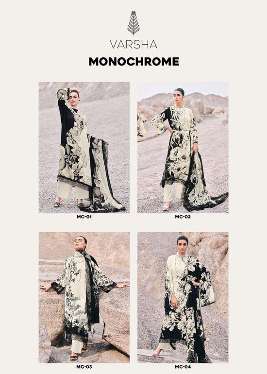 Varsha Fashion Monochrome Muslin Digital Printed Dress Material - Amrah Wholesale