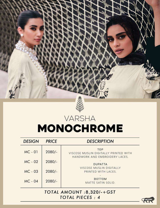 Varsha Fashion Monochrome Muslin Digital Printed Dress Material - Amrah Wholesale
