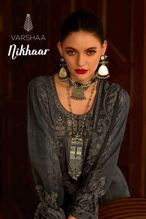 Varsha Nikhaar Viscose Muslin Dress Material - Amrah Wholesale