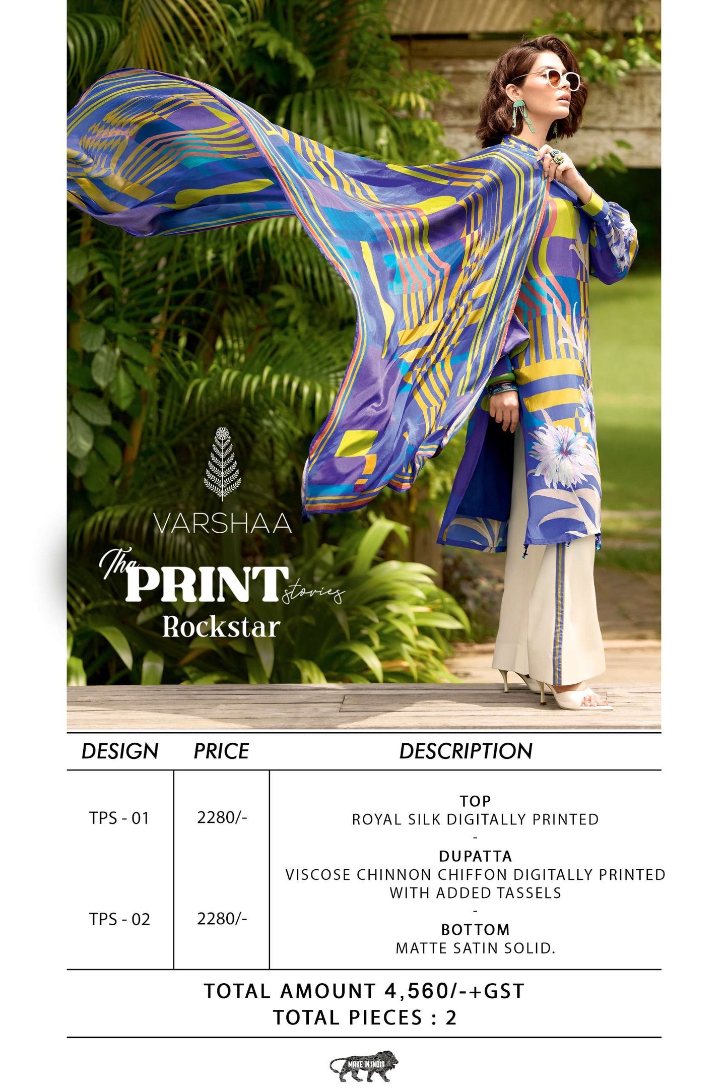 Varsha The Print Stories Rockstar Silk Dress Material - Amrah Wholesale