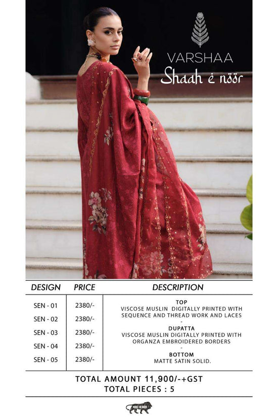 Varsha Fashion Shaah E Noor Muslin Digital Printed Dress Material - Amrah Wholesale