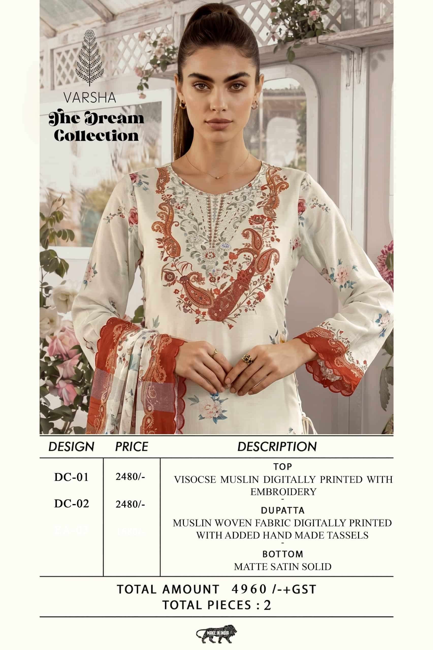 Varsha The Dream Collection Viscose Muslin Dress Material