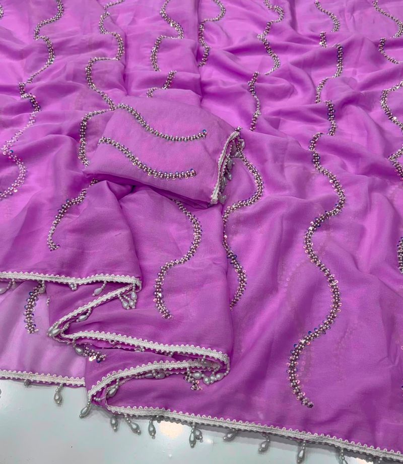 Vast 2 Star Georgette Beads Work Saree Set
