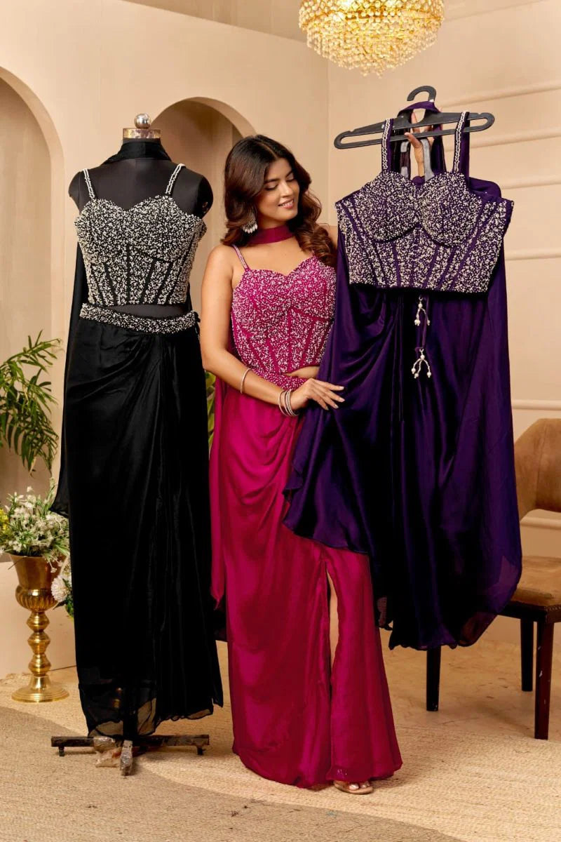 Veloura Vol 1 Satin Hand Work Indo Western