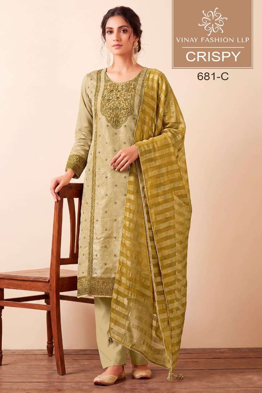 Vinay Fashion Crispy Viscose Shimmer Designer Dress Material - Amrah Wholesale