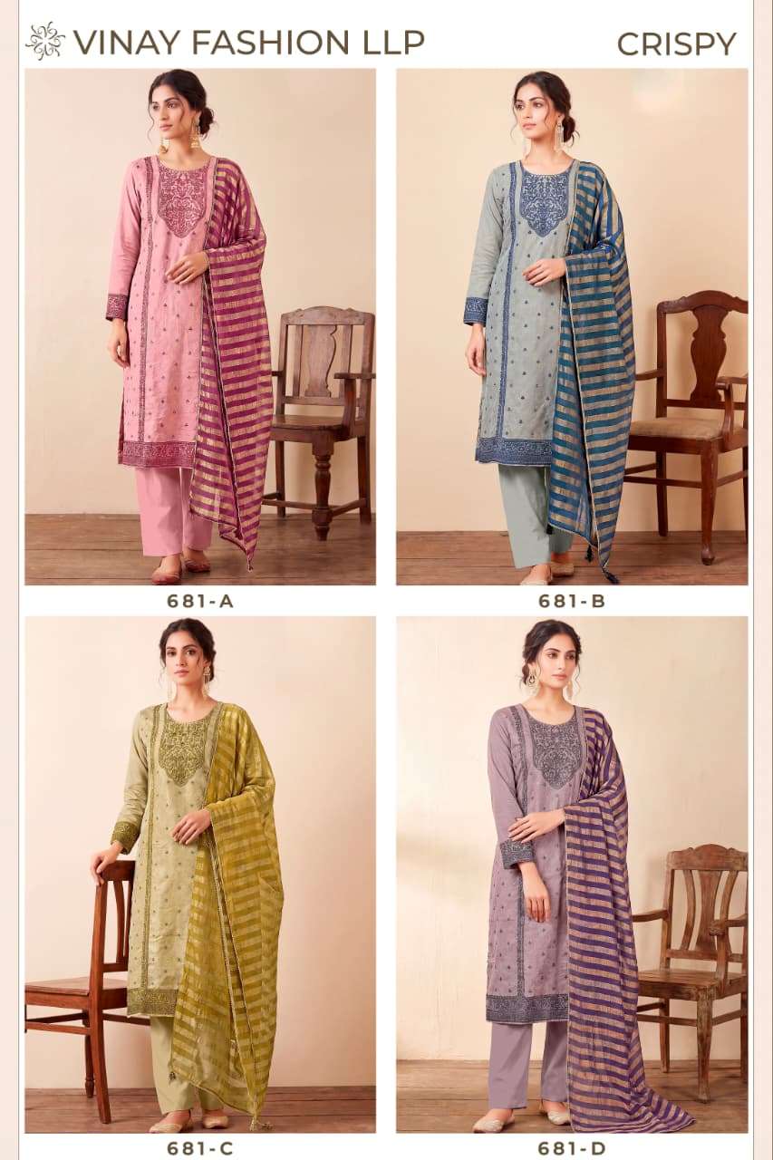 Vinay Fashion Crispy Viscose Shimmer Designer Dress Material - Amrah Wholesale