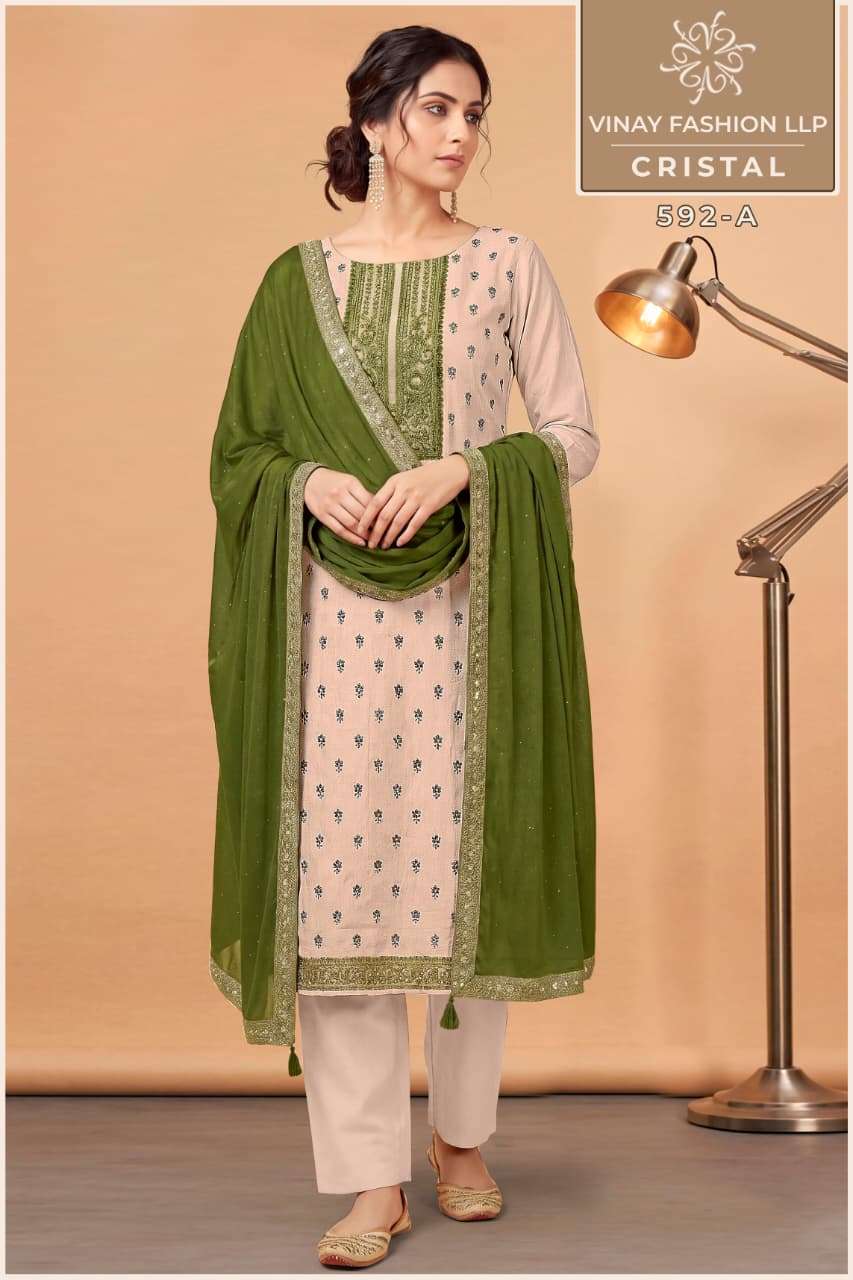 Vinay Fashion Cristal Kanjivaram Silk Jacquard Dress Material - Amrah Wholesale
