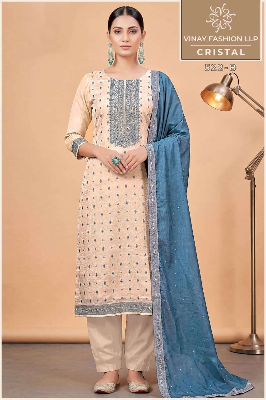 Vinay Fashion Cristal Kanjivaram Silk Jacquard Dress Material - Amrah Wholesale