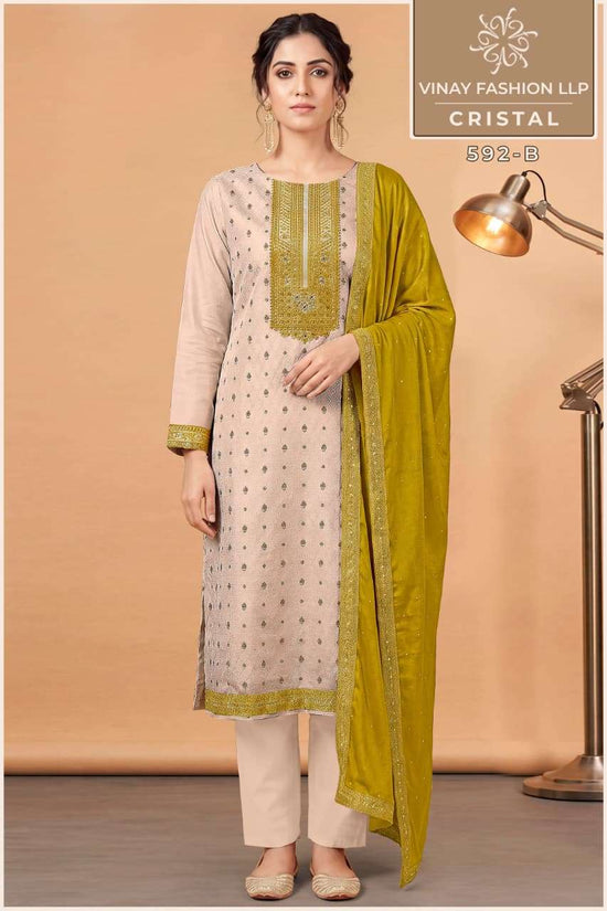 Vinay Fashion Cristal Kanjivaram Silk Jacquard Dress Material - Amrah Wholesale