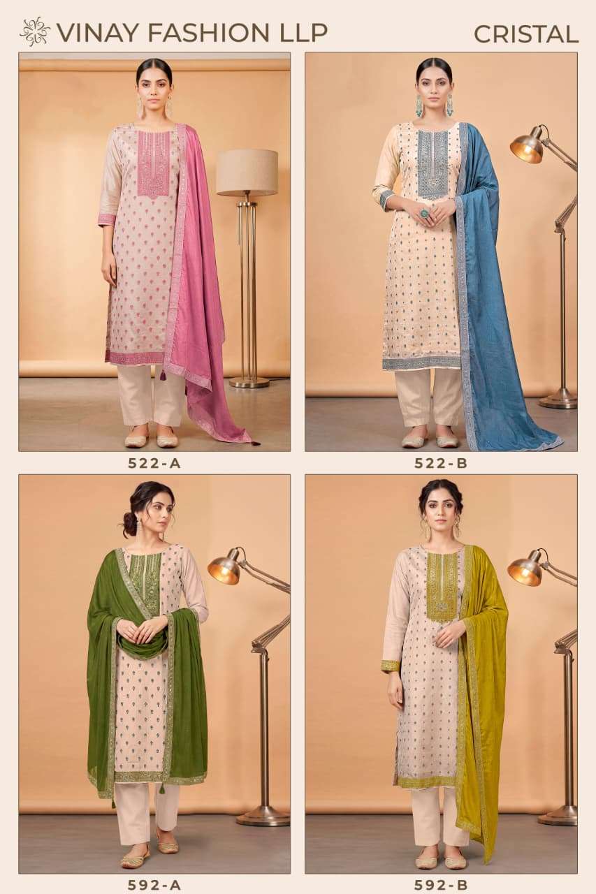 Vinay Fashion Cristal Kanjivaram Silk Jacquard Dress Material - Amrah Wholesale