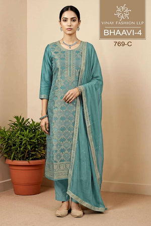 Vinay Fashion Bhaavi Vol 4 Russian Silk Handwork Dress Material