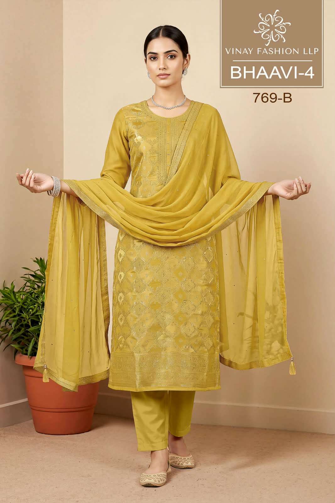 Vinay Fashion Bhaavi Vol 4 Russian Silk Handwork Dress Material
