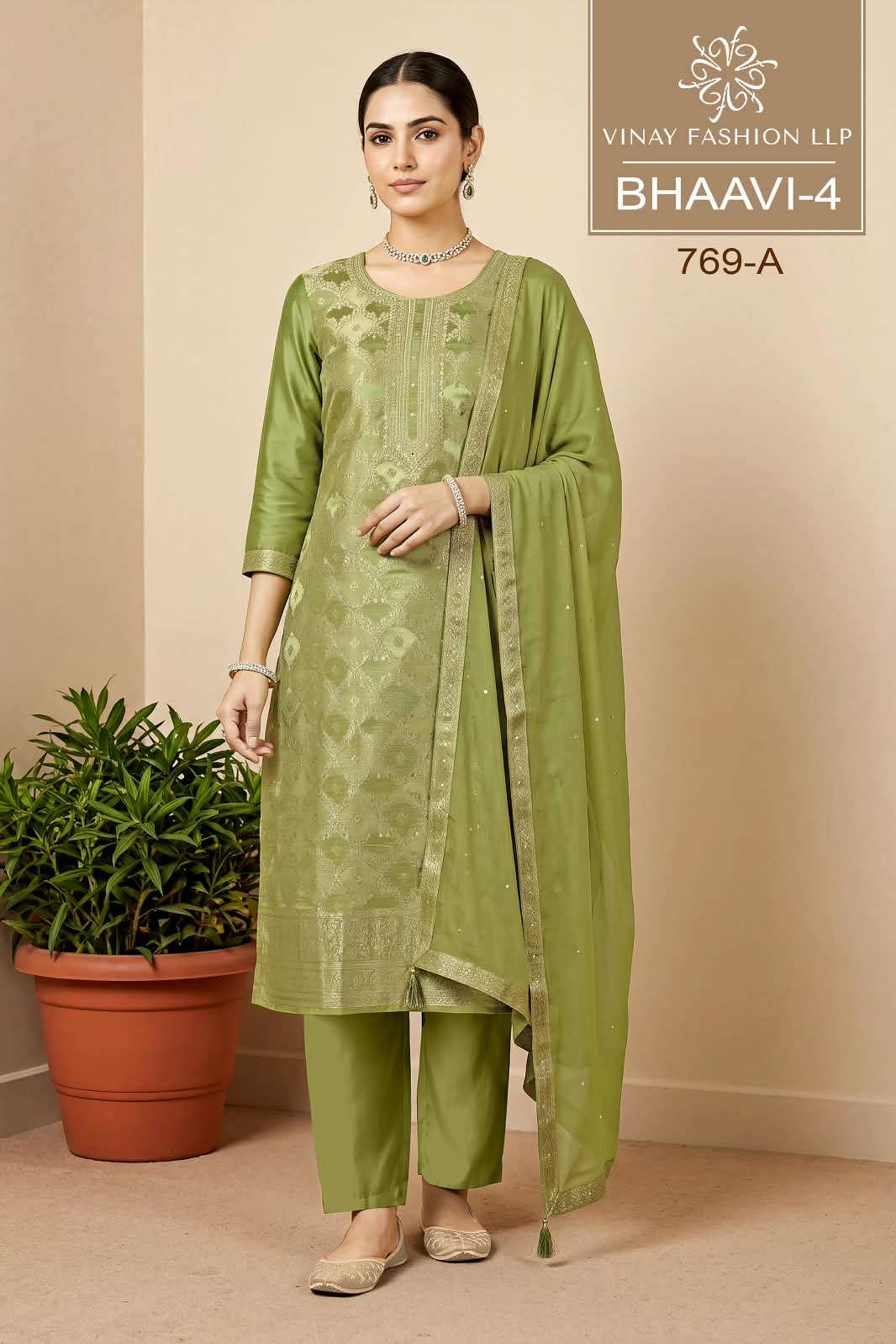 Vinay Fashion Bhaavi Vol 4 Russian Silk Handwork Dress Material