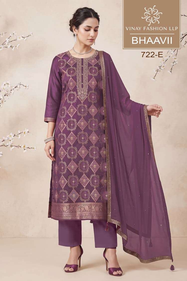Vinay Fashion Bhaavii Russian Silk Jacquard Dress Material