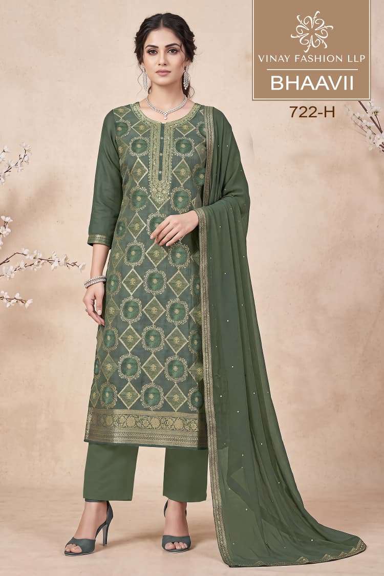Vinay Fashion Bhaavii Russian Silk Jacquard Dress Material