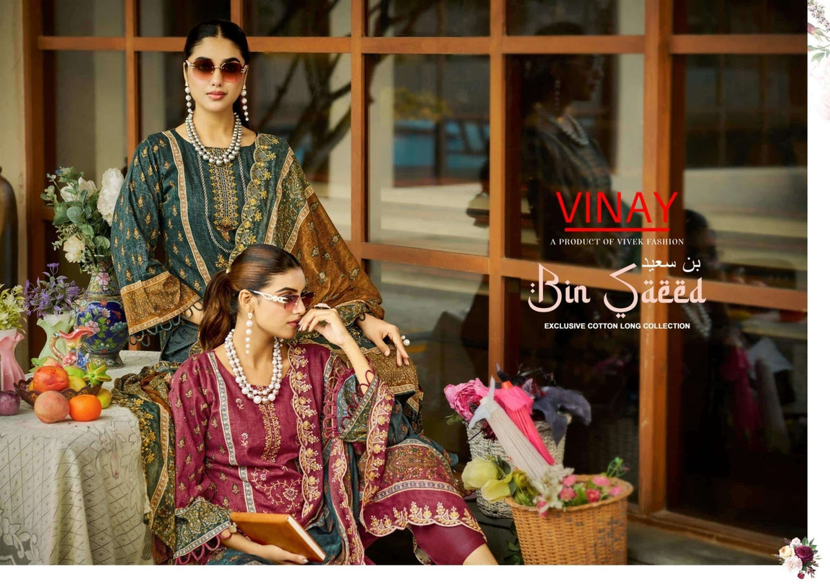 Vinay Fashion Bin Saeed Vol 1 Pure Cambric Cotton Dress Material - Amrah Wholesale